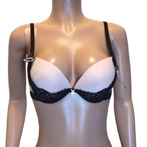 Playboy Lingerie Light Pink & Black Lace Super Push-Up Bra Size 36B